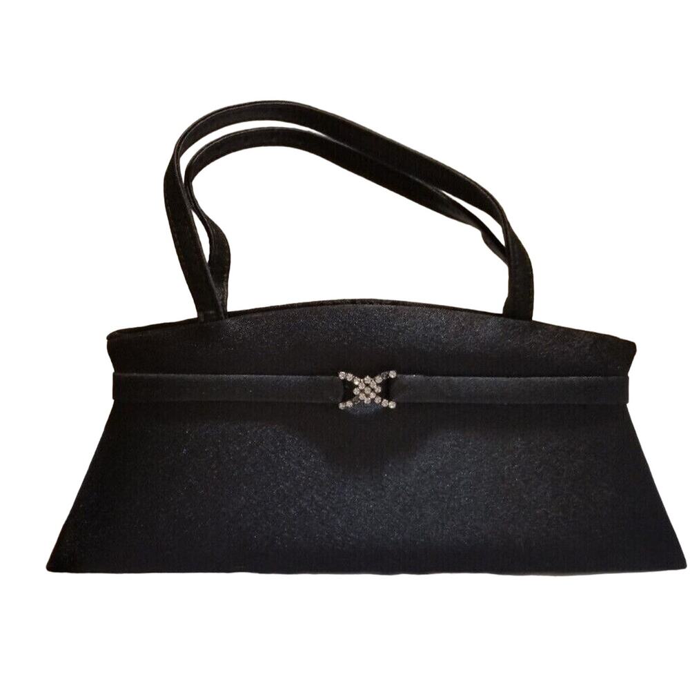 Nitebags Evening Party, Holiday, Black Satin, 10" X 4" Purse, Bag - NWOT's